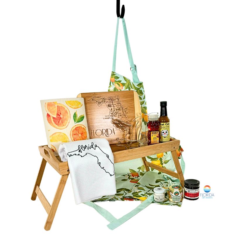 "Sunny Side Up" - a kitchen theme gift basket with Florida vibes.