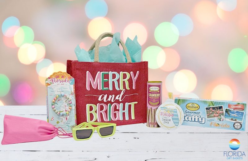 A collection of treats and keepsakes from Florida with a holiday vibe
